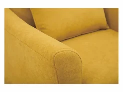 Miliboo Sillón diseño tejido efecto terciopelo mostaza y roble KATE