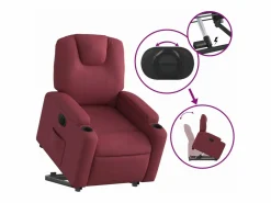 vidaxl Sillón eléctrico reclinable elevable de tela tinto