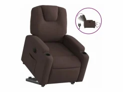 Online Sillón eléctrico reclinable elevable de tela marrón oscuro Sillón Relax