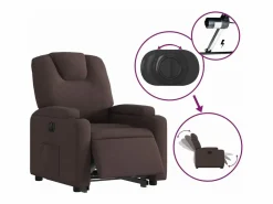 Online Sillón eléctrico reclinable elevable de tela marrón oscuro Sillón Relax
