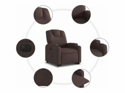 Online Sillón eléctrico reclinable elevable de tela marrón oscuro Sillón Relax