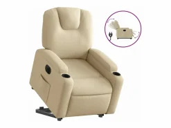 New vidaxl Sillón eléctrico reclinable elevable de tela color Crema