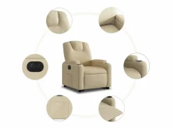 New vidaxl Sillón eléctrico reclinable elevable de tela color Crema