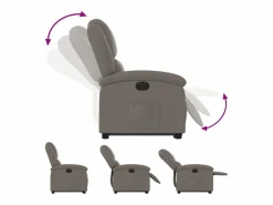 Outlet Sillón eléctrico reclinable elevable de tela gris taupe Sillón Relax