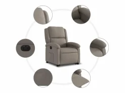 Outlet Sillón eléctrico reclinable elevable de tela gris taupe Sillón Relax