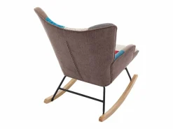 Vente-unique Sillón Elmina en tejido jaspeado patchwork con patas mecedoras