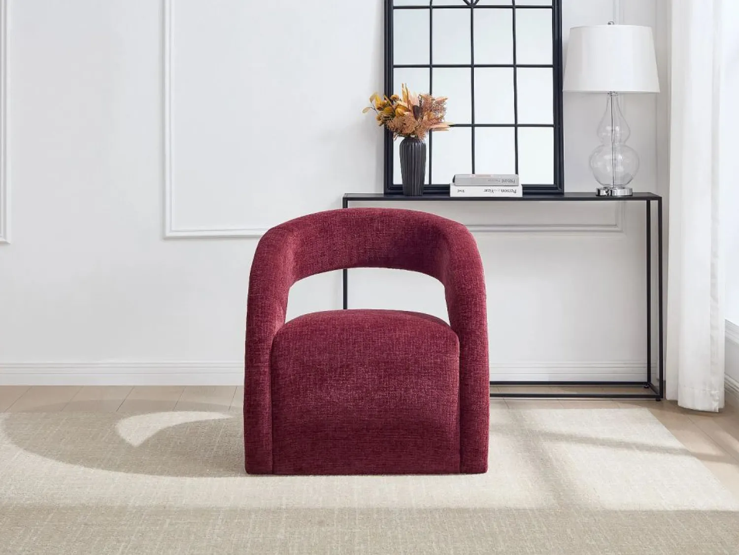 Maison Céphy Sillón en chenilla color burdeos LUCIOTA