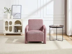 Vente-unique Sillón en tela texturizada terracota ISPARTA