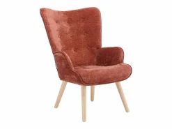 Online Vente-unique Sillón en tela texturizada capitoné VATELY Terracota