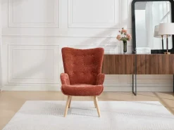 Online Vente-unique Sillón en tela texturizada capitoné VATELY Terracota