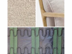 Clearance Sweeek Sillón escandinavo de madera y tela borreguito Crema