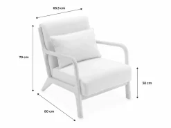 Clearance Sweeek Sillón escandinavo de madera y tela borreguito Crema