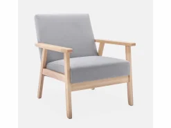 Sweeek Sillón estilo escandinavo de madera y tela