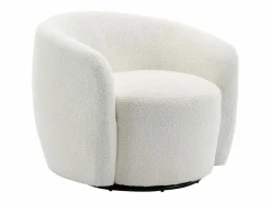 Vente-unique Sillón giratorio de bouclé VEREIDE Blanco
