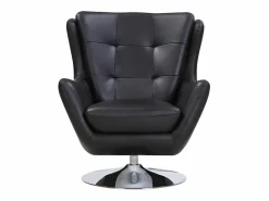 Best LINEA SOFA Sillón giratorio de piel de búfalo superior ANABA Negro
