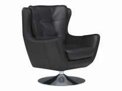 Best LINEA SOFA Sillón giratorio de piel de búfalo superior ANABA Negro