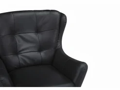 Best LINEA SOFA Sillón giratorio de piel de búfalo superior ANABA Negro