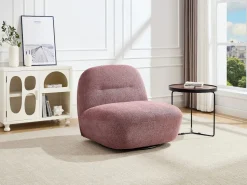 New Vente-unique Sillón giratorio de tejido texturizado color rojo POZETI Rosa