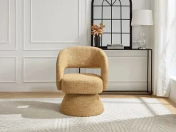 Hot Maison Céphy Sillón giratorio de tela texturizada amarillo NAROLIA Mostaza