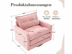 Sillón giratorio XXL (92x74x67 cm) - Rotación 360° - Bolsillo lateral - Capacidad 300 kg