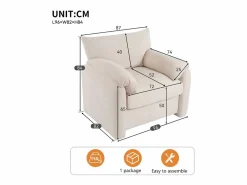 Hot ModernLuxe Sillón individual de chenilla - Beige