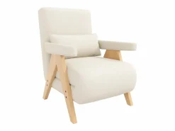 Clearance Sillón individual 64x68,5x93 cm - convertible 3 en 1 - acolchado - lino - beige + natural Sillón Cama