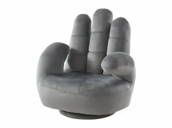 Sale Sillón infantil pivotante de terciopelo con forma de mano antracita CATCHY Sillón En Forma De Mano