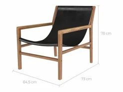 Best Sillón lounge de teca y cuero de vaca - Apache Sillón De Piel
