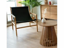 Best Sillón lounge de teca y cuero de vaca - Apache Sillón De Piel