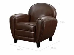 Outlet Rendez-Vous Déco Sillón marrón de cuero recubierto - Club Marru00f3n