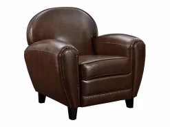 Outlet Rendez-Vous Déco Sillón marrón de cuero recubierto - Club Marru00f3n