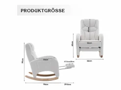 Online OKWISH Sillón mecedor con reposabrazos, respaldo y reposapiés retráctil - tela afelpada - para salas de estar y estudios Blanco