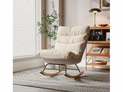 Sillón Mecedor Tapizado con Respaldo Regulable para Salón - Dormitorio, Balcón - 83 x 72 x 93 cm
