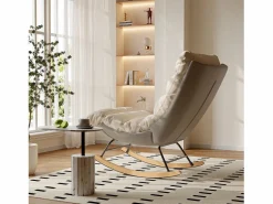 Sillón Mecedor Tapizado con Respaldo Regulable para Salón - Dormitorio, Balcón - 83 x 72 x 93 cm