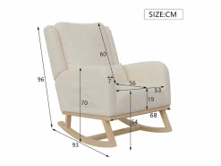 Sillón, mecedora con cojín, silla de ocio, adecuada para sala de estar, dormitorio, balcón, lino, beige.