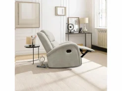 New Sillón Mecedora Relax con Reclinación Manual, Tapizado Microfibra, Modelo Sam, Arena Color natural claro