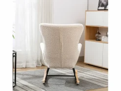 Sillón mecedora, sillón relax, sillón lounge, reposabrazos, con patas de madera, tejido peluche Teddy , carga máxima: 150 kg