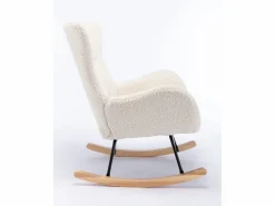 Sillón mecedora, sillón relax, sillón lounge, reposabrazos, con patas de madera, tejido peluche Teddy , carga máxima: 150 kg