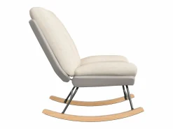 Clearance Sillón Mecedora Tapizado - Con Respaldo Regulable, Para Salón - Dormitorio, Balcón - 90,5 x 74 x 98 cm Beige