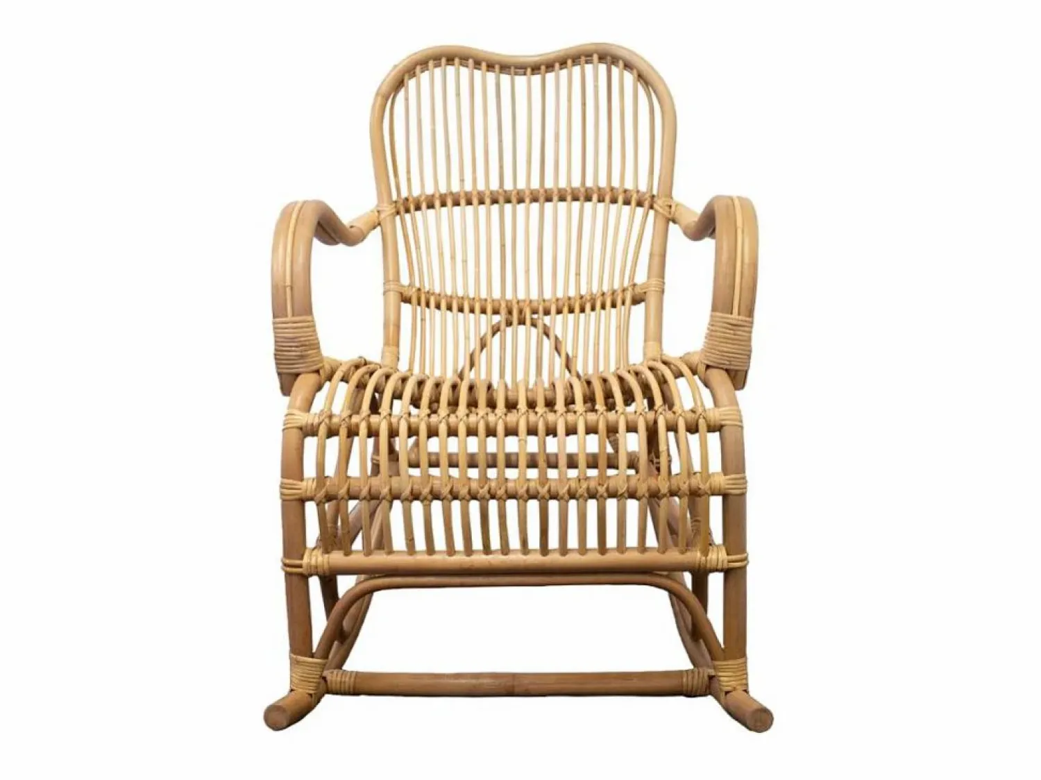 Outlet Sillón mecedora vintage de ratán con asiento mullido y almacenamiento - Marrón Sillón De Mimbre