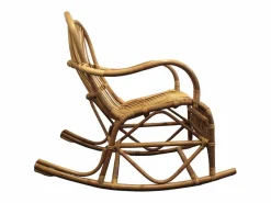 Outlet Sillón mecedora vintage de ratán con asiento mullido y almacenamiento - Marrón Sillón De Mimbre