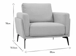 Miliboo Sillón moderno de tejido efecto aterciopelado texturizado y metal negro MOSCO