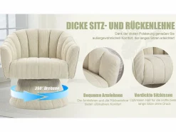 Merax Sillón moderno giratorio 360° - 70 x 66 x 72 cm - con asiento y respaldo ergonómicos + reposabrazos - terciopelo -