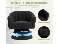 Discount Sillón moderno giratorio 360° - 70 x 66 x 72 cm - con asiento y respaldo ergonómicos + reposabrazos - terciopelo - Sillón