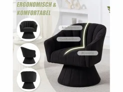 Discount Sillón moderno giratorio 360° - 70 x 66 x 72 cm - con asiento y respaldo ergonómicos + reposabrazos - terciopelo - Sillón
