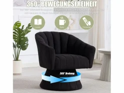 Discount Sillón moderno giratorio 360° - 70 x 66 x 72 cm - con asiento y respaldo ergonómicos + reposabrazos - terciopelo - Sillón