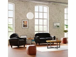 Rendez-Vous Déco Sillón en cuero tostado sintético - Club Negro