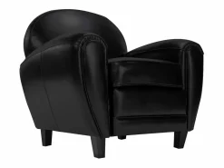 Rendez-Vous Déco Sillón en cuero tostado sintético - Club Negro