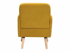 Sillón nórdico de tejido efecto aterciopelado texturizado mostaza y madera ISKO Sillón