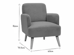 Sillón nórdico de tejido efecto aterciopelado texturizado mostaza y madera ISKO Sillón